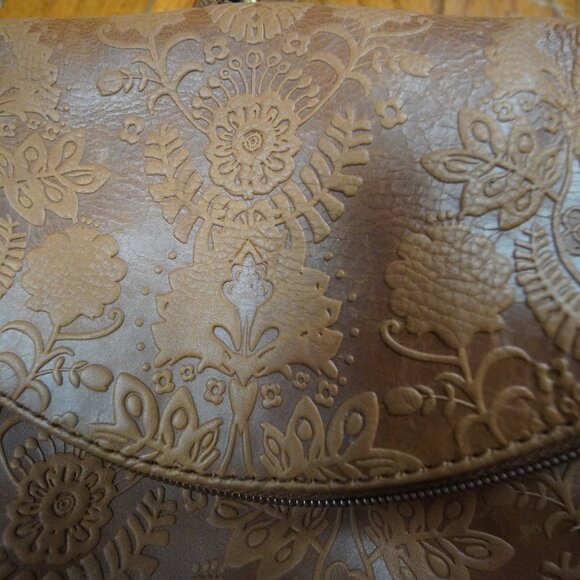 THE SAK Silverlake leather women's crossbody bag brown floral embossed - Picture 7 of 8